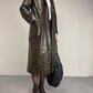 Trench in vera pelle marrone