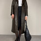 Trench in vera pelle marrone