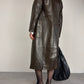 Trench in vera pelle marrone