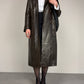 Trench in vera pelle marrone