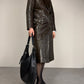Trench in vera pelle marrone