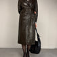Trench in vera pelle marrone
