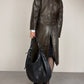 Trench in vera pelle marrone