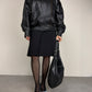 Bomber vintage in vera pelle nera
