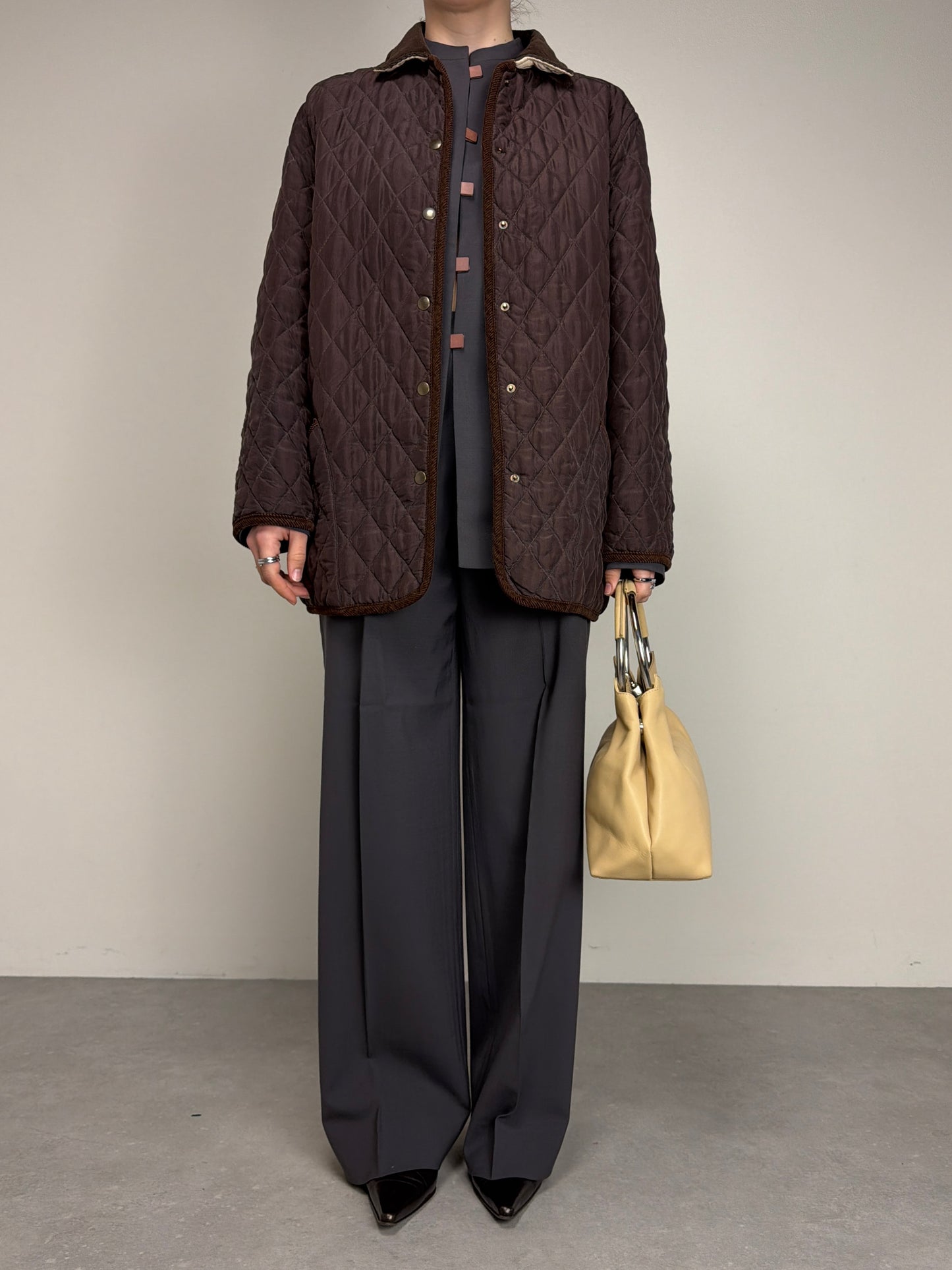 Giacca trapuntata double-face in 100% seta