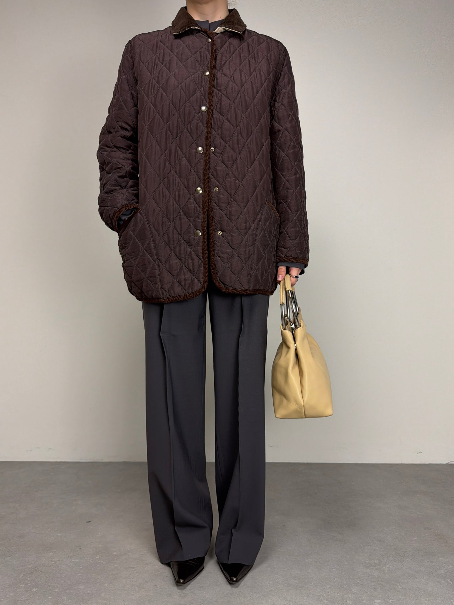 Giacca trapuntata double-face in 100% seta