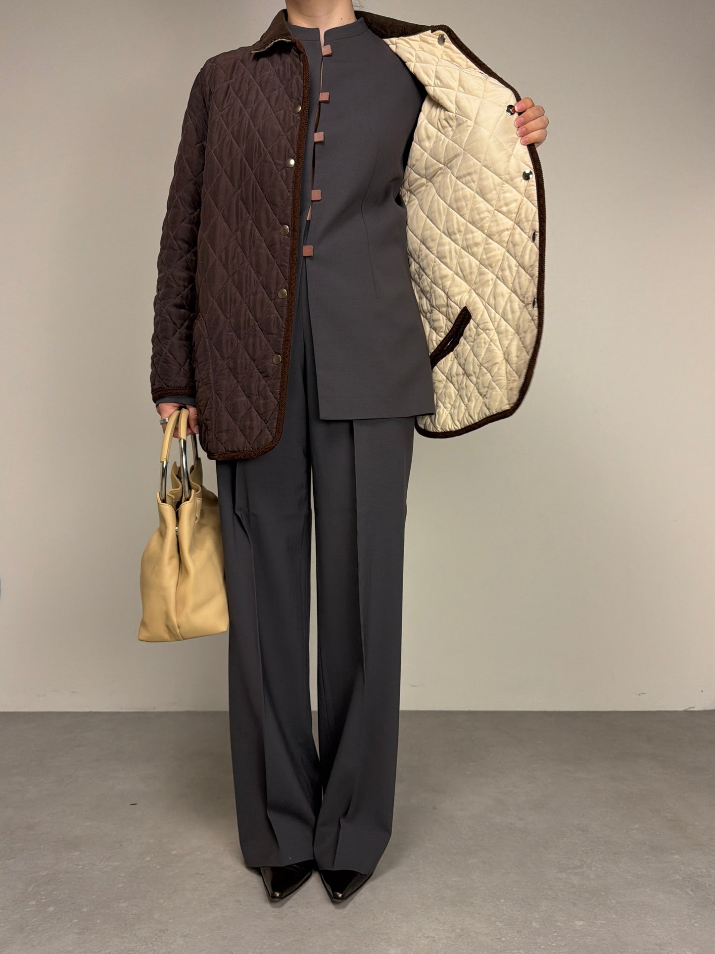 Giacca trapuntata double-face in 100% seta