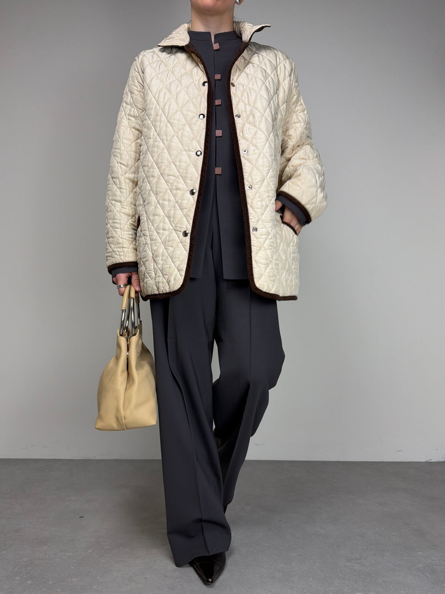 Giacca trapuntata double-face in 100% seta