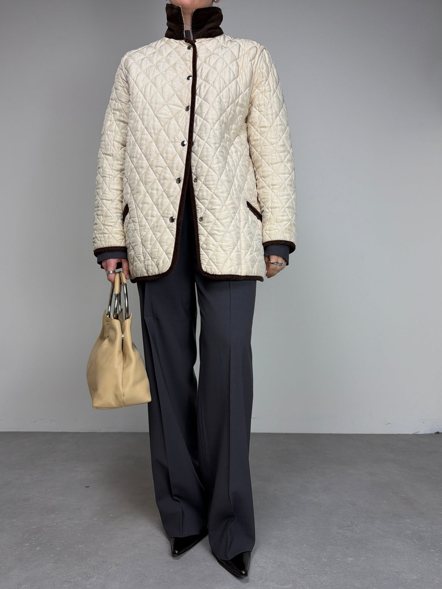 Giacca trapuntata double-face in 100% seta