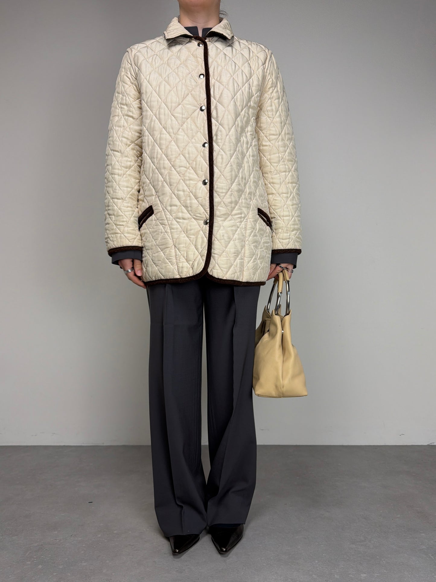 Giacca trapuntata double-face in 100% seta