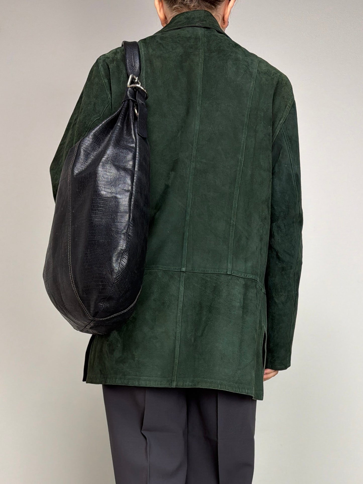 Giacca in vera pelle double-face color verde