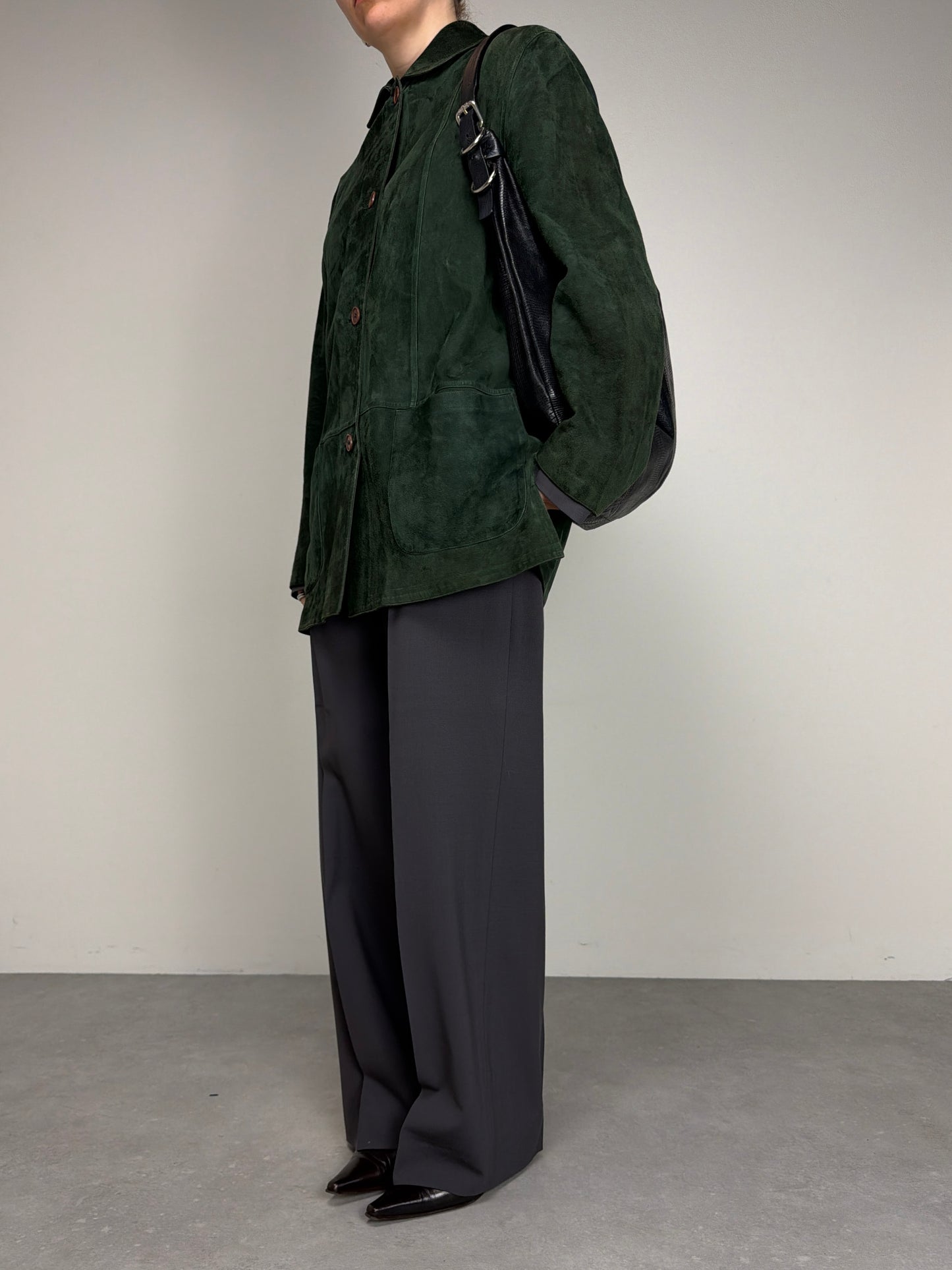 Giacca in vera pelle double-face color verde