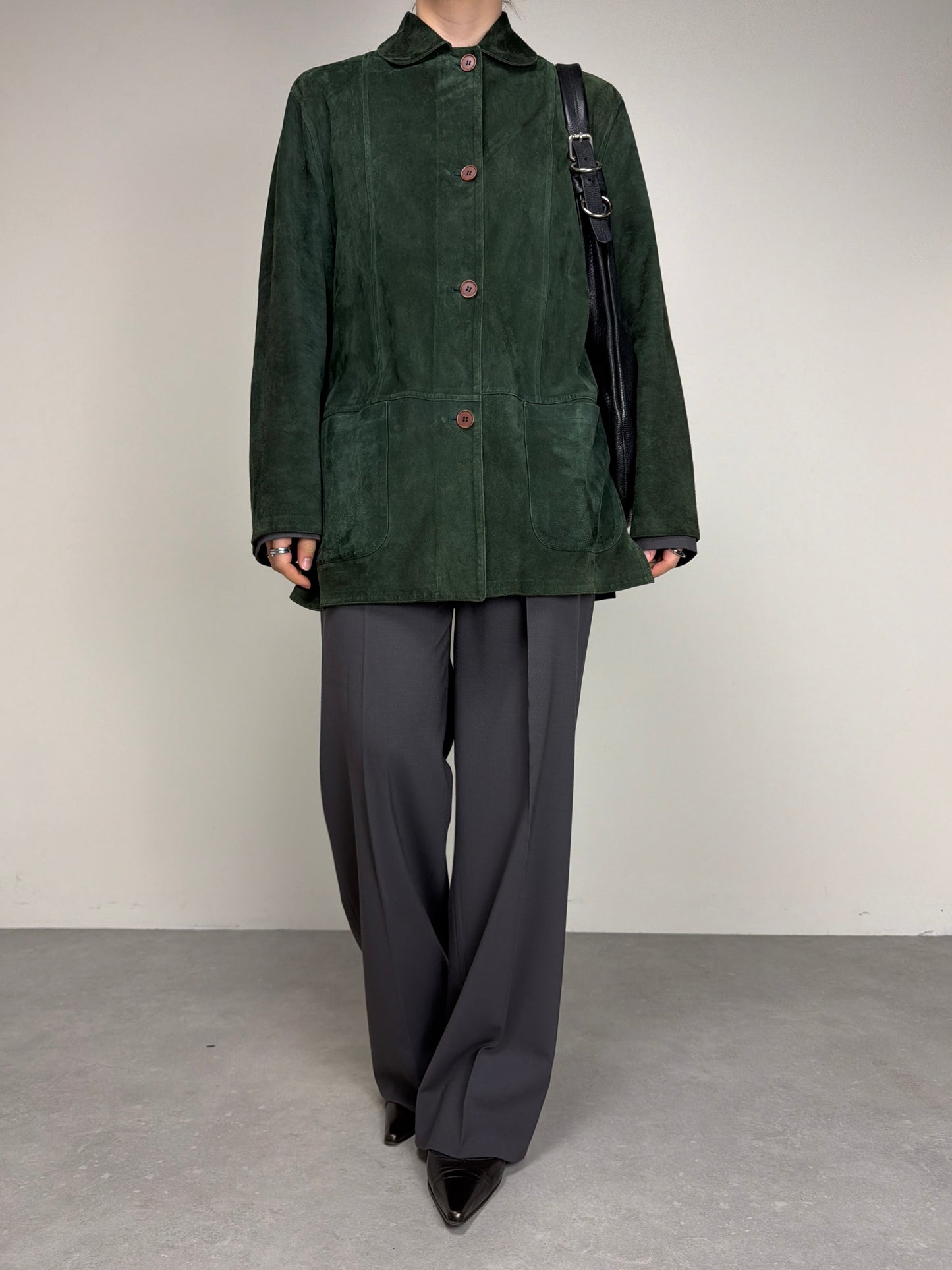 Giacca in vera pelle double-face color verde