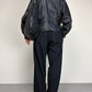 Bomber vintage in vera pelle nera con cintura in vita