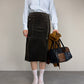 Gonna vintage in camoscio marrone