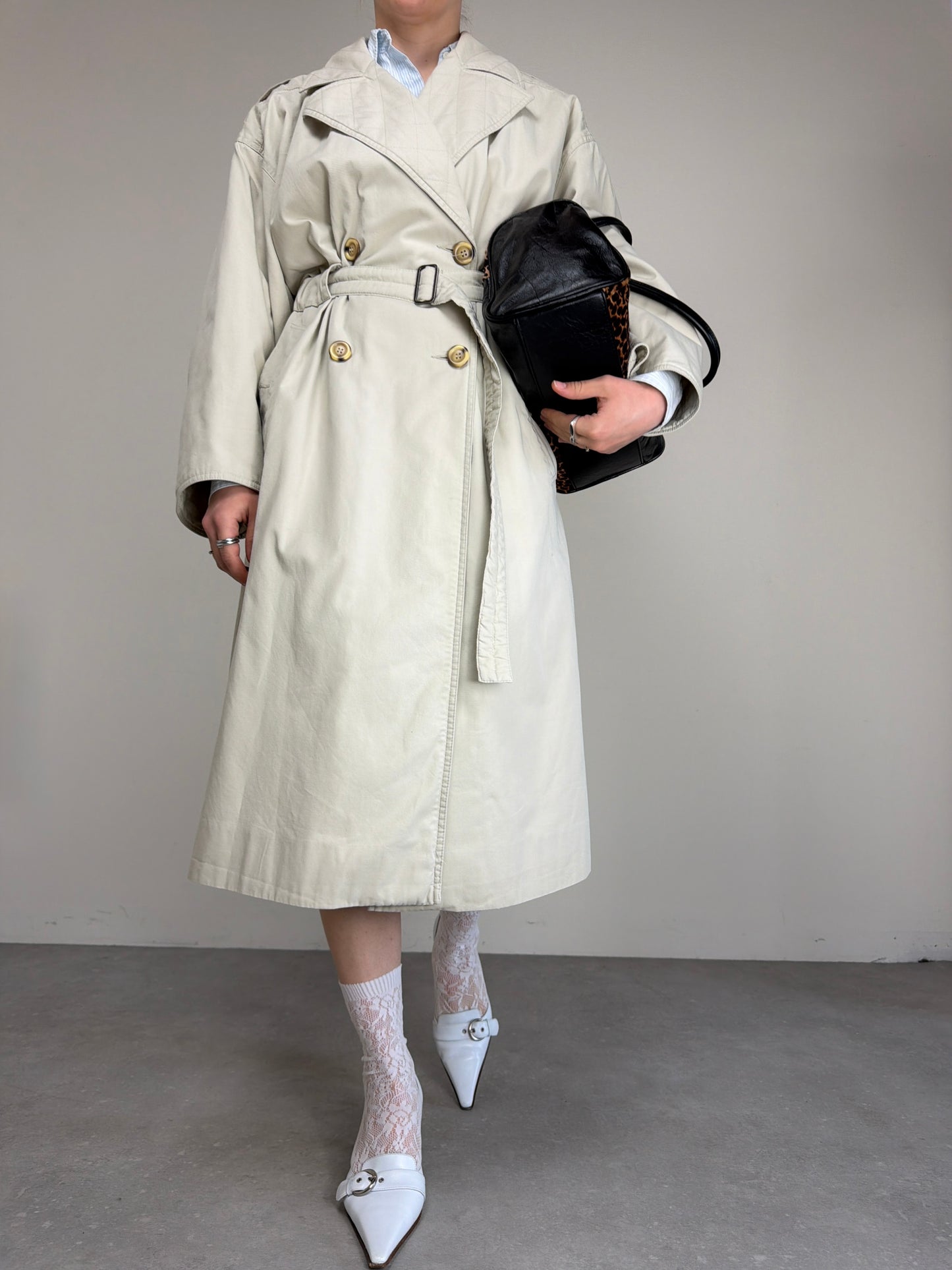 Trench vintage Marella in cotone beige