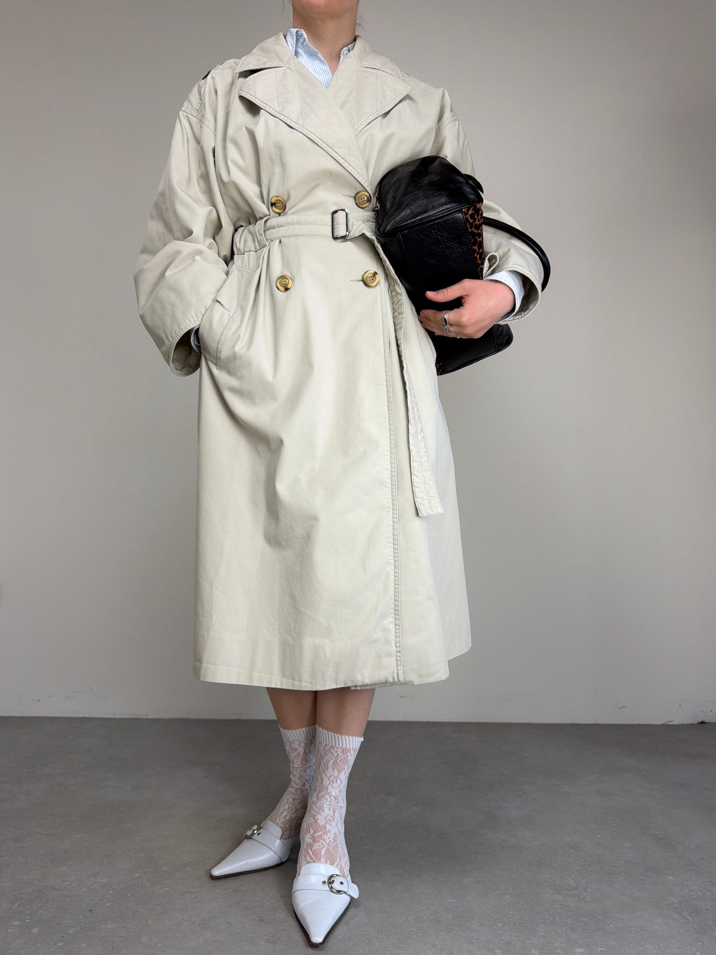Trench vintage Marella in cotone beige
