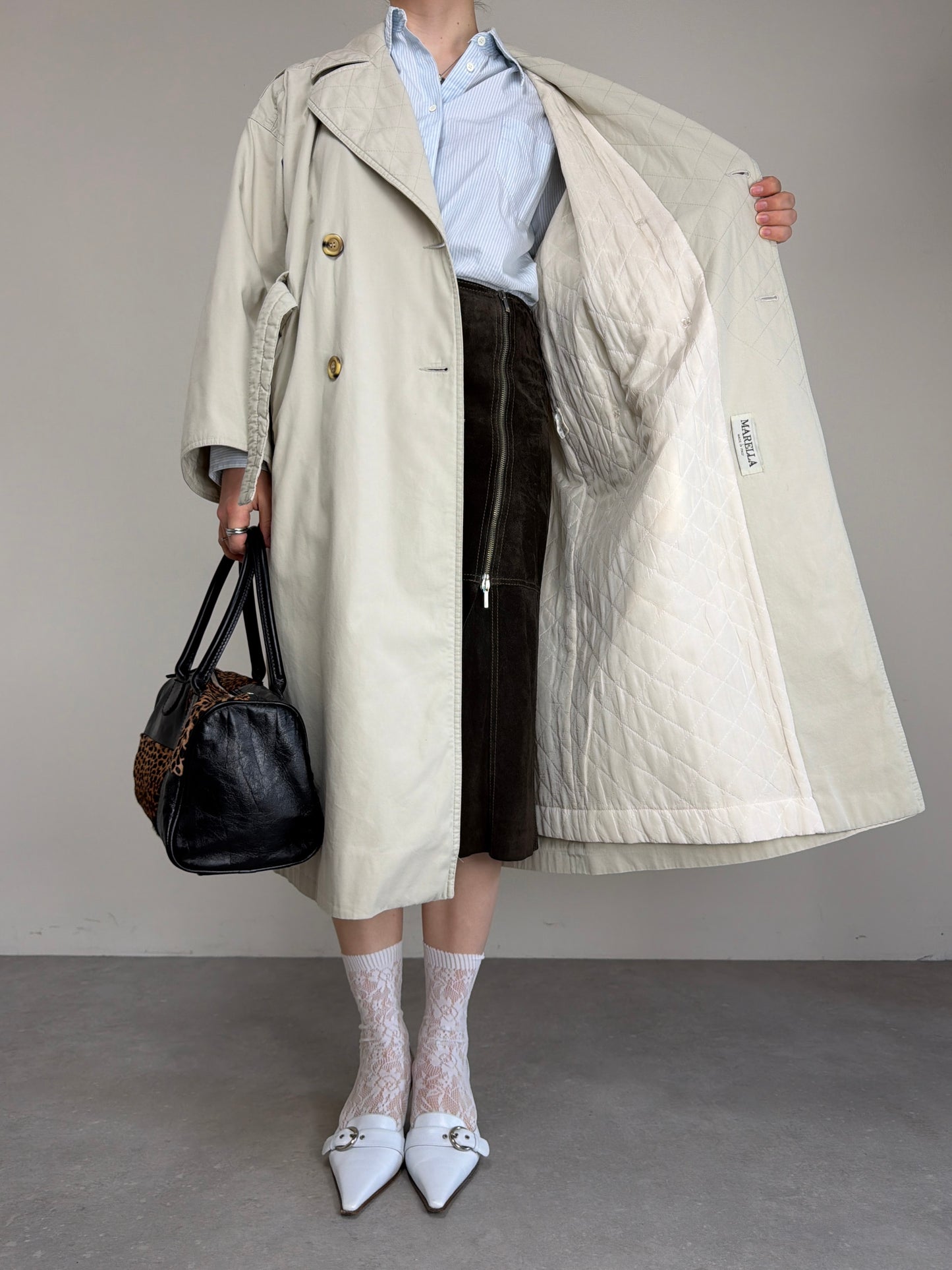 Trench vintage Marella in cotone beige