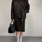 Giacca over in vera pelle marrone