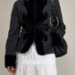 Giacca vintage in denim con applicazioni in velluto