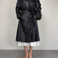Trench vintage in vera pelle nera