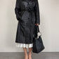 Trench vintage in vera pelle nera