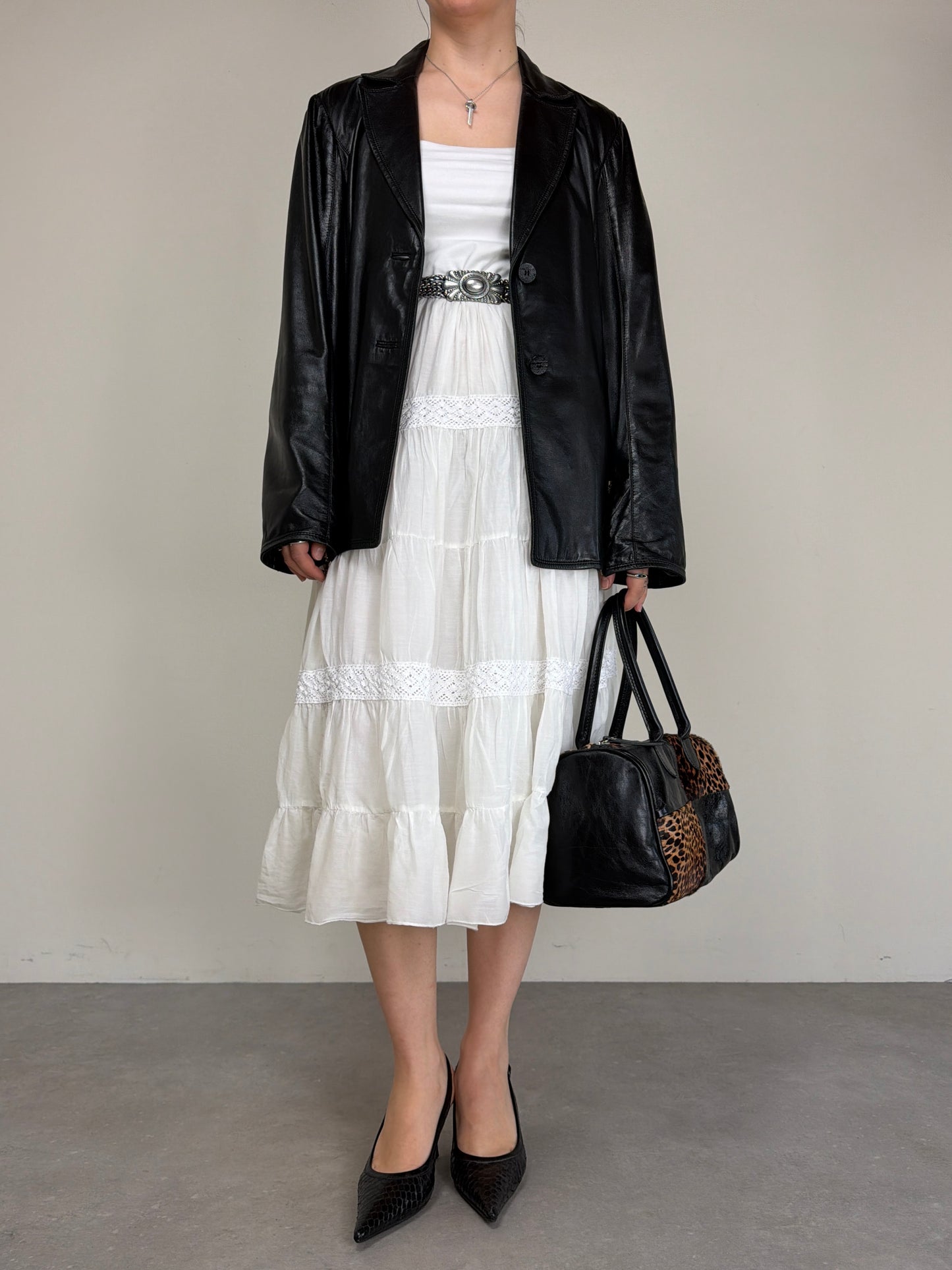 Blazer in vera pelle nera