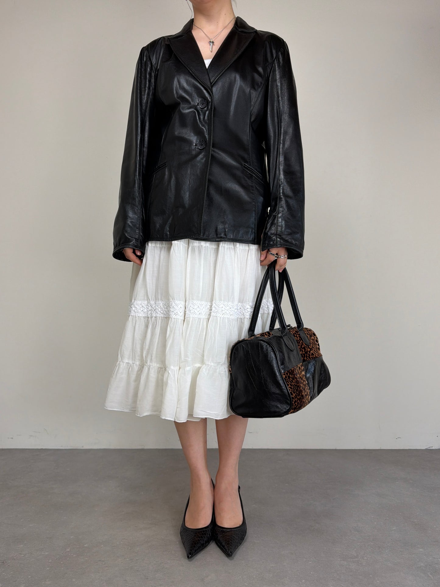 Blazer in vera pelle nera