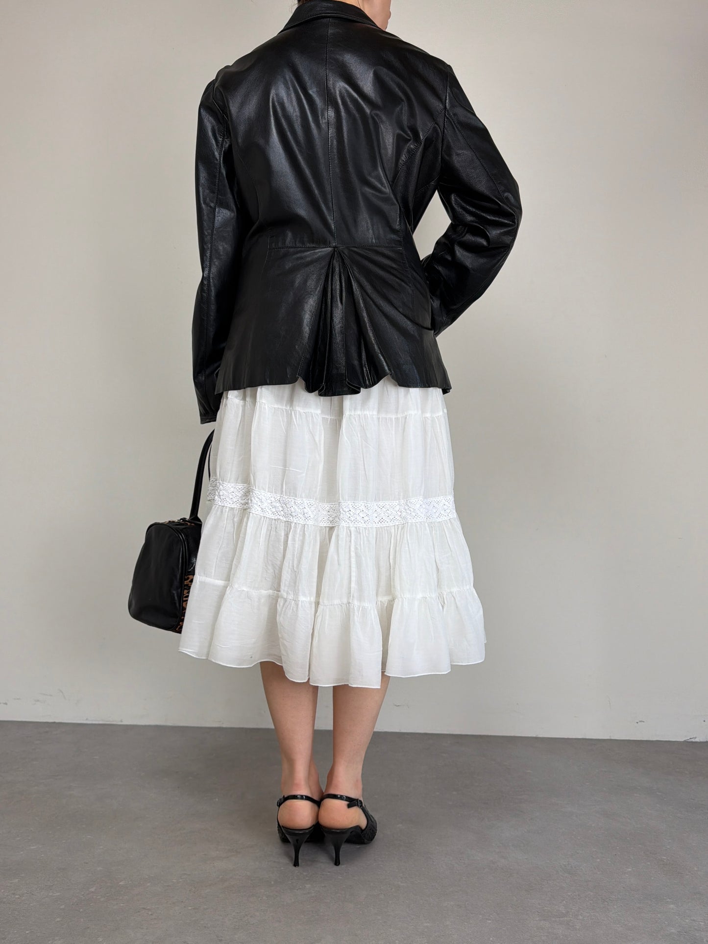 Blazer in vera pelle nera