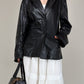 Blazer in vera pelle nera
