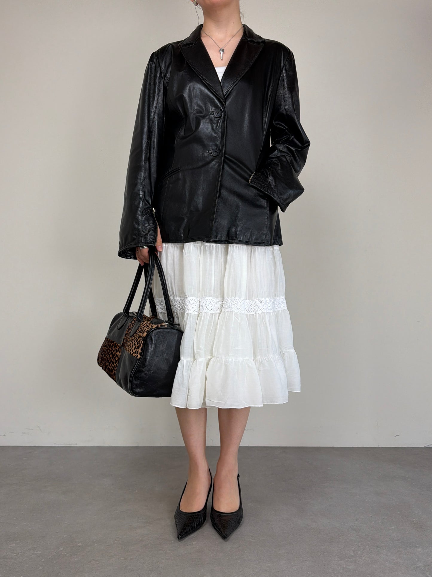 Blazer in vera pelle nera