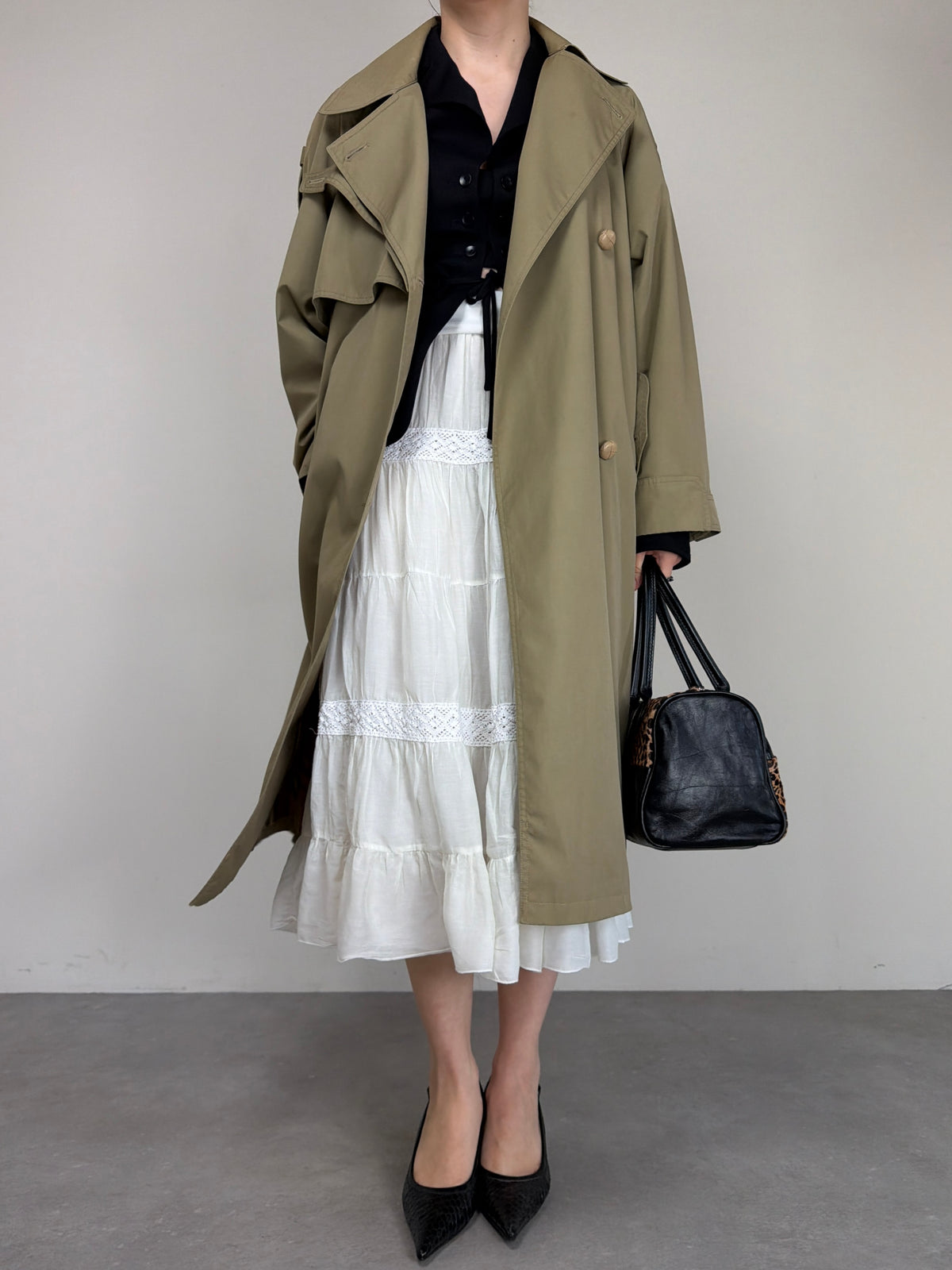Trench vintage in misto cotone a doppiopetto