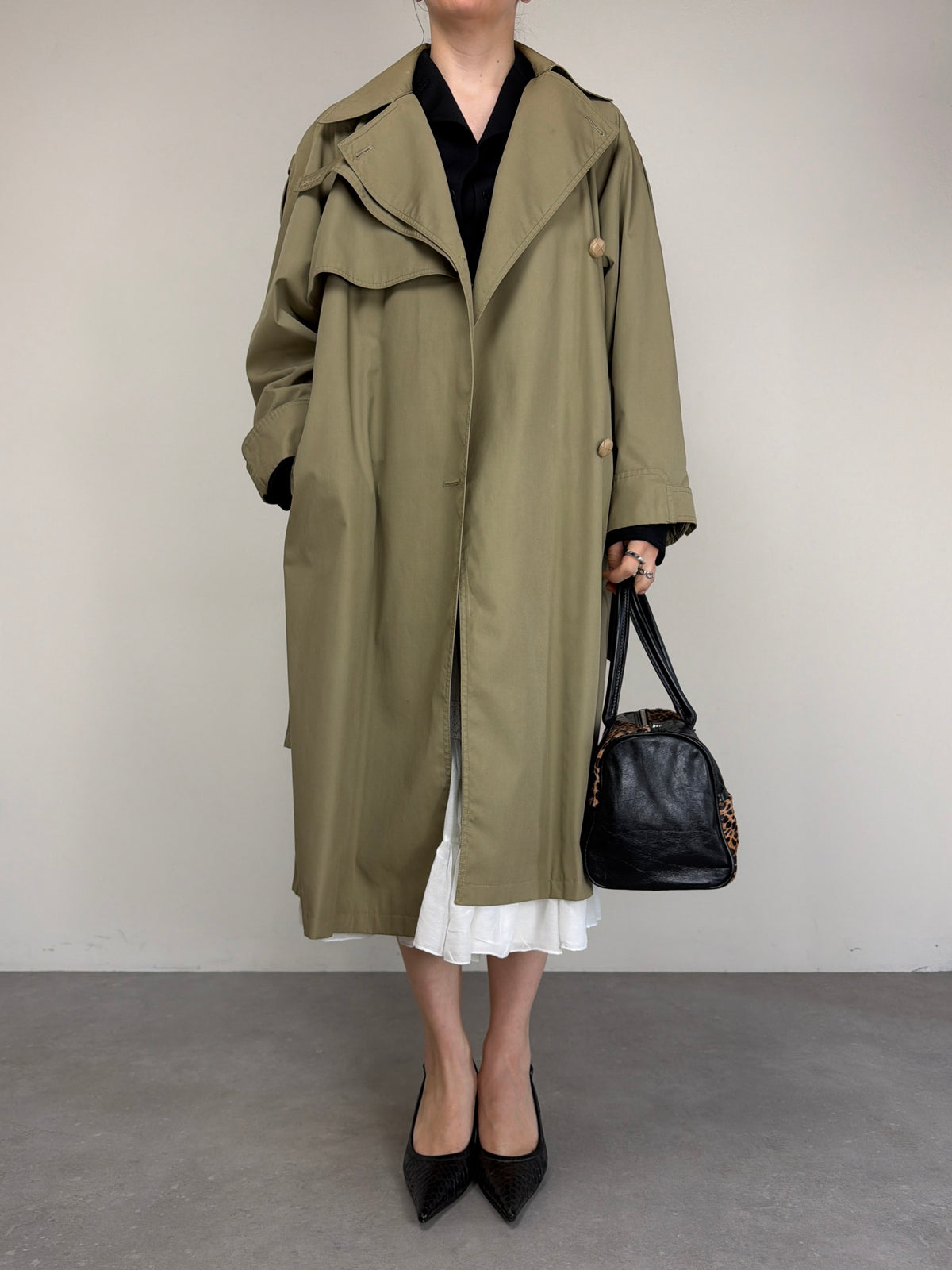 Trench vintage in misto cotone a doppiopetto