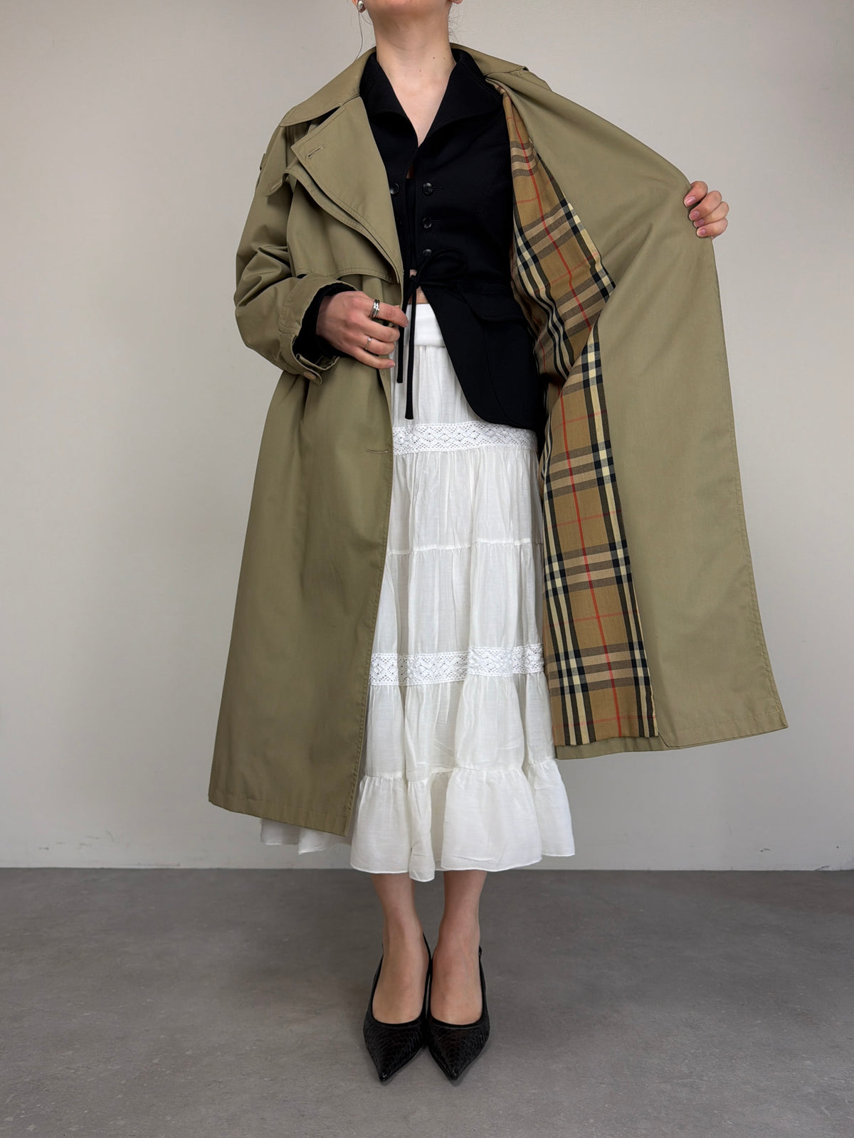 Trench vintage in misto cotone a doppiopetto