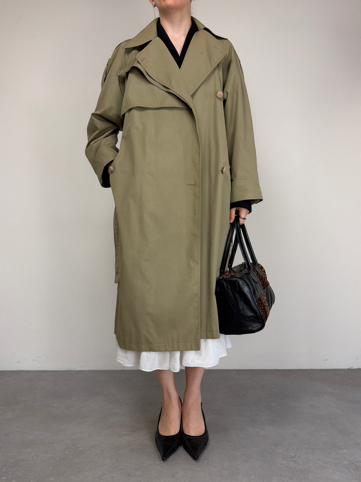 Trench vintage in misto cotone a doppiopetto