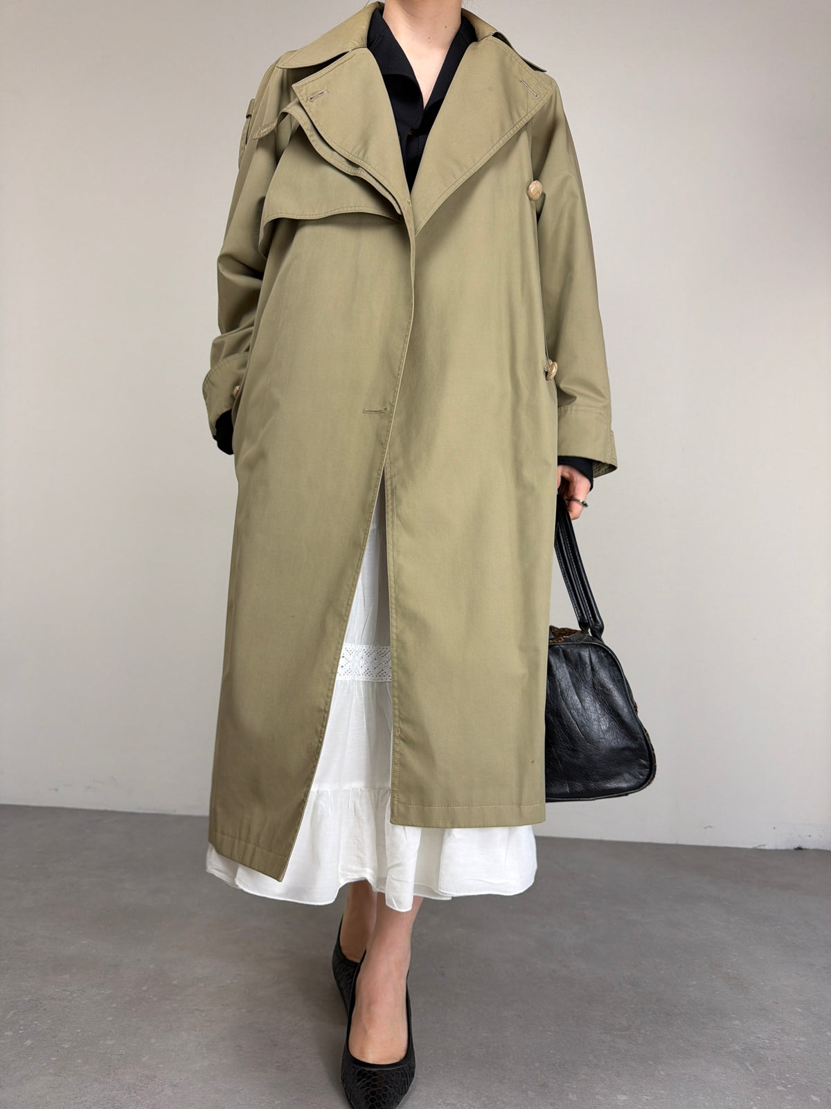 Trench vintage in misto cotone a doppiopetto