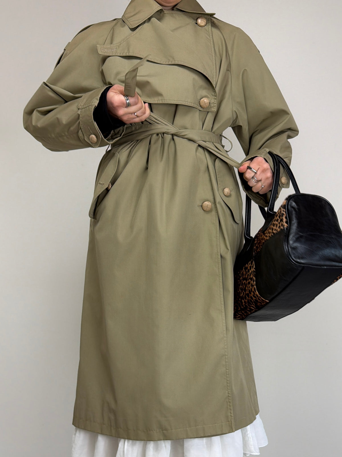 Trench vintage in misto cotone a doppiopetto