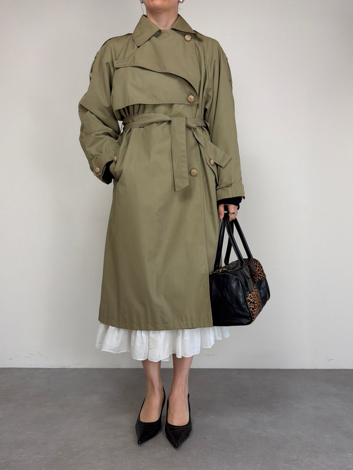 Trench vintage in misto cotone a doppiopetto