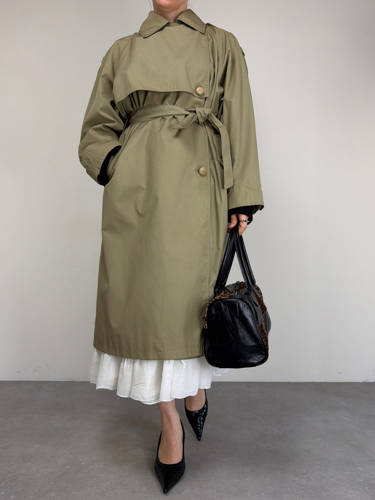 Trench vintage in misto cotone a doppiopetto