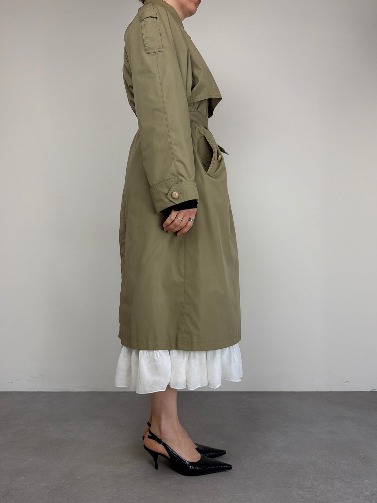 Trench vintage in misto cotone a doppiopetto