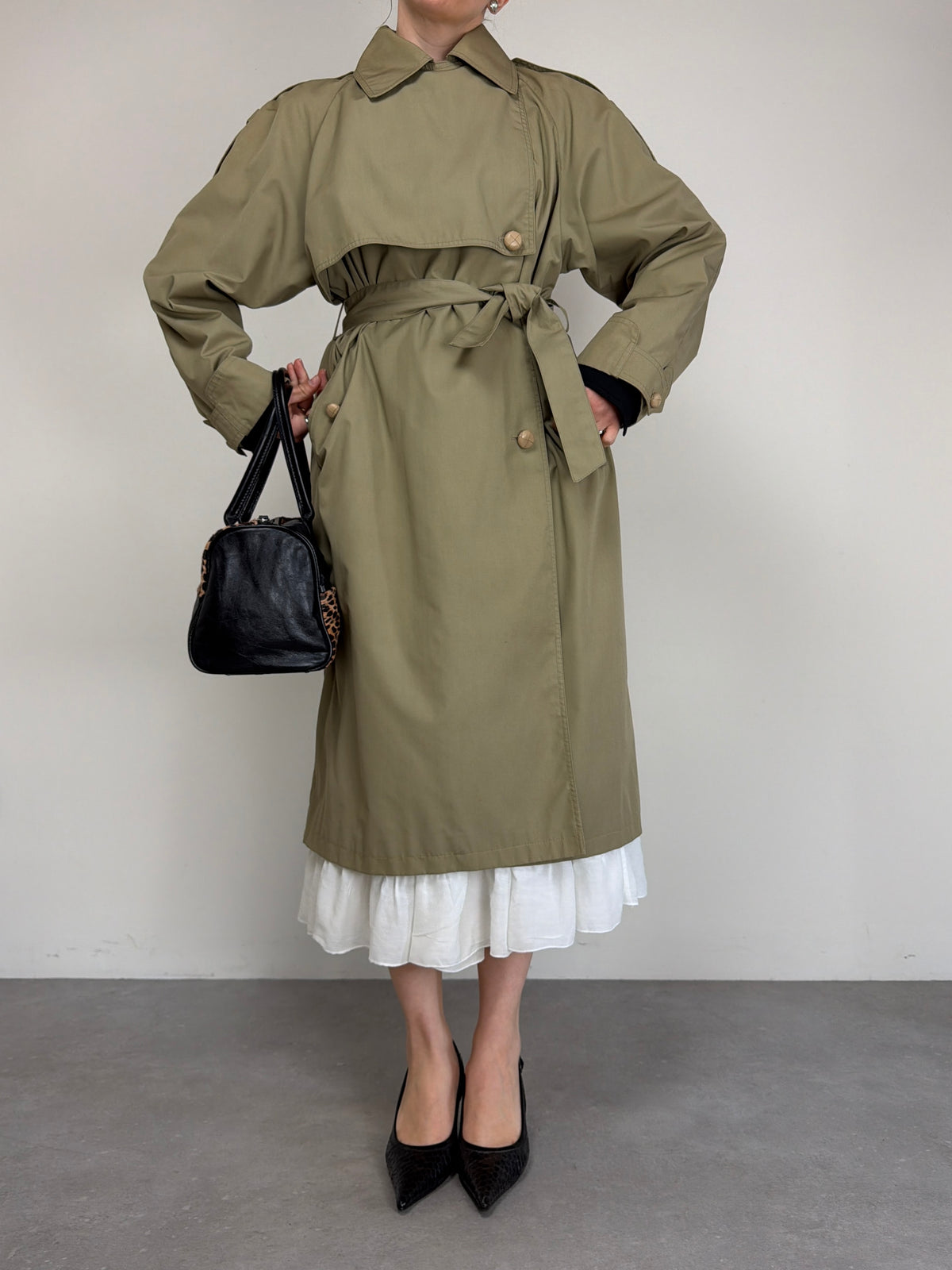 Trench vintage in misto cotone a doppiopetto