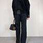 Bomber vintage in camoscio nero con inserti in pelle grigia