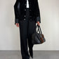 Bomber vintage in camoscio nero con inserti in pelle grigia