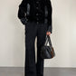 Bomber vintage in camoscio nero con inserti in pelle grigia