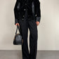 Bomber vintage in camoscio nero con inserti in pelle grigia