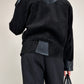 Bomber vintage in camoscio nero con inserti in pelle grigia
