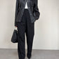 Giacca a camicia in vera pelle nera