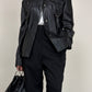 Giacca a camicia in vera pelle nera