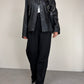 Giacca a camicia in vera pelle nera