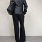 Giacca a camicia in vera pelle nera